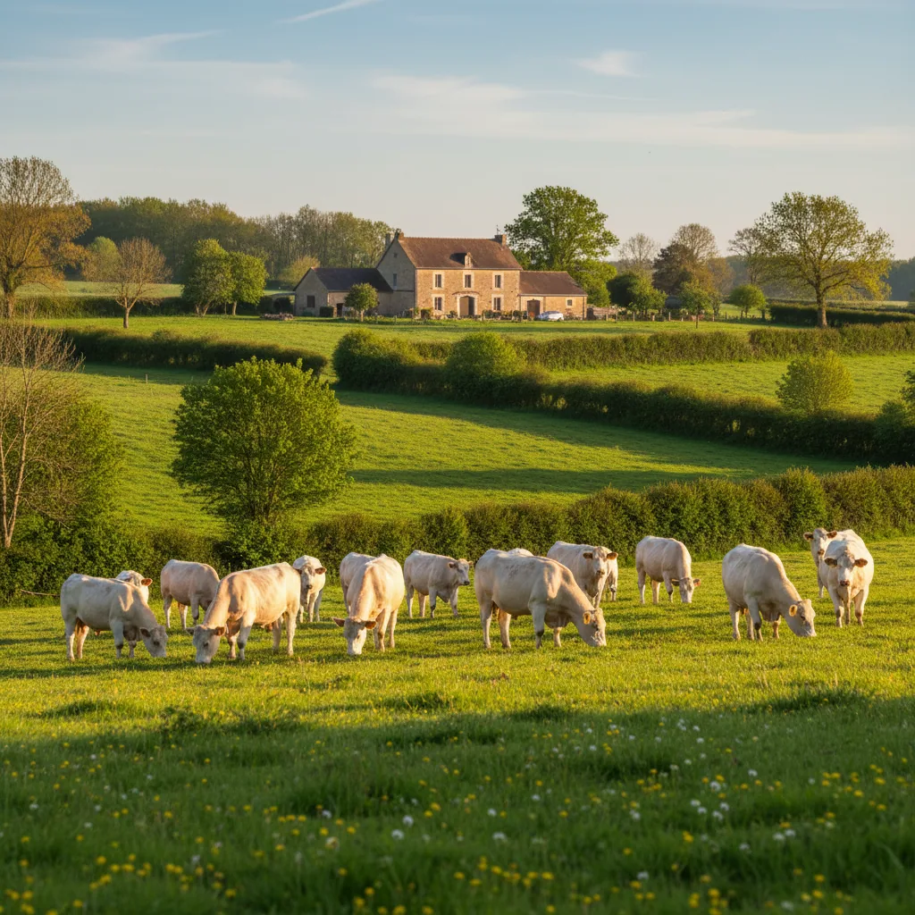 Bœuf Charolais du Bourbonnais — illustration générée par IA