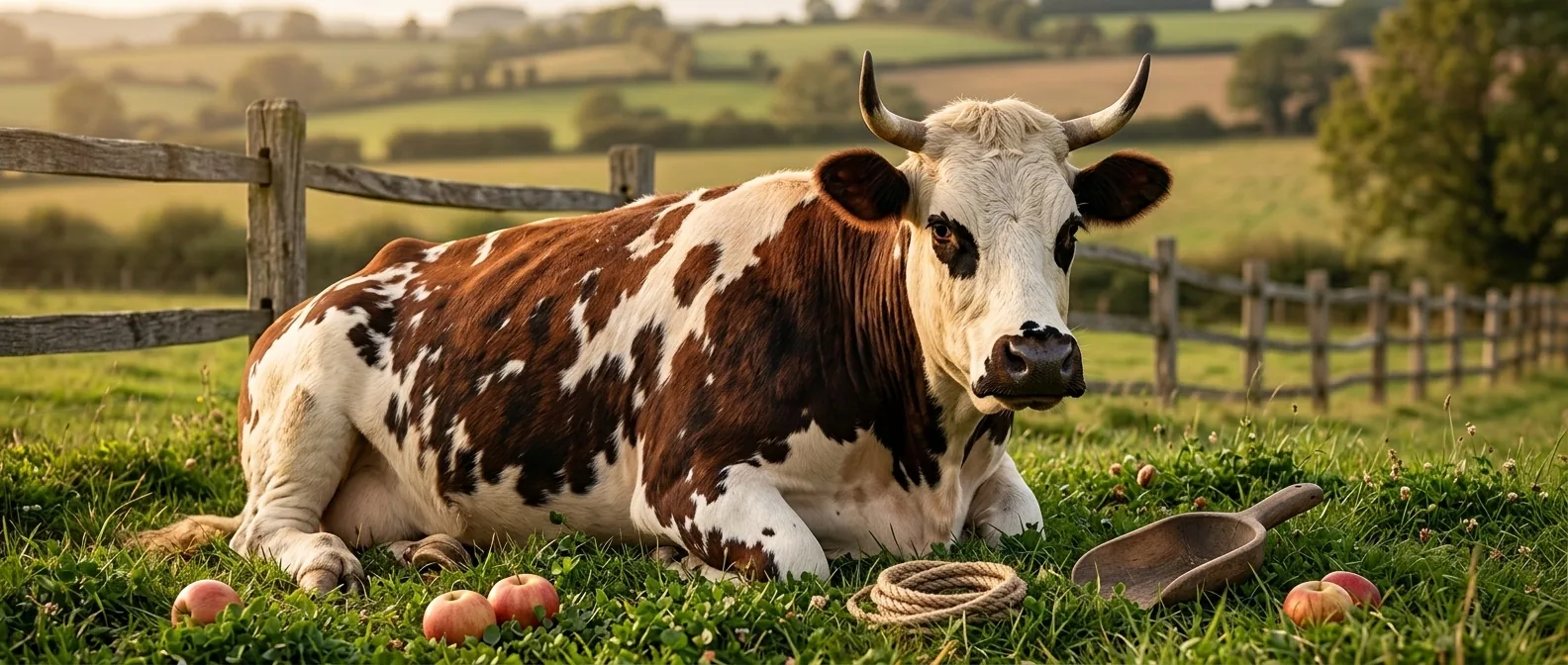 Bœuf traditionnel de race Normande — illustration générée par IA