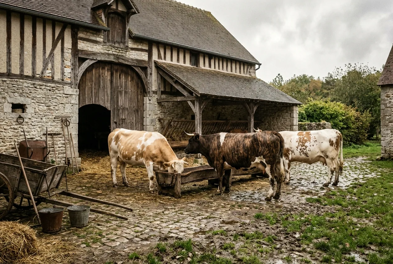 Bœuf traditionnel de race Normande — illustration générée par IA