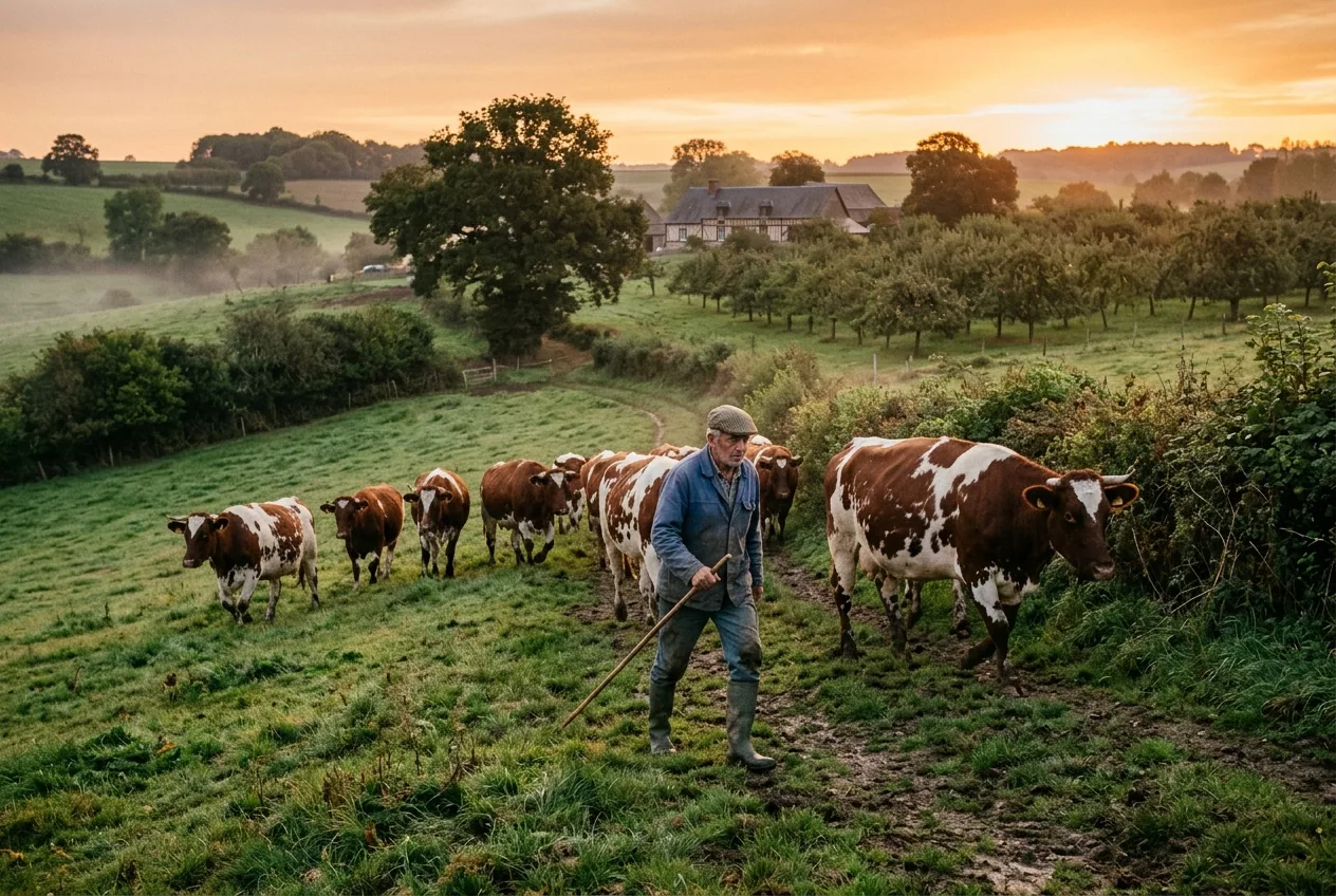 Bœuf traditionnel de race Normande — illustration générée par IA