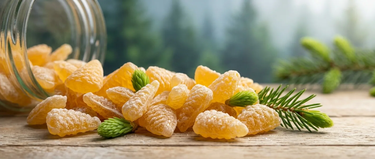 Bonbon des Vosges au bourgeon de sapin — illustration générée par IA