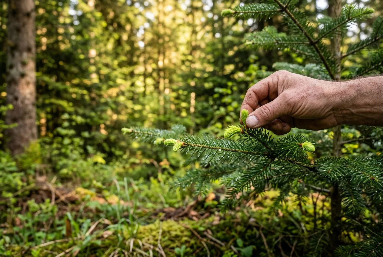 Bonbon des Vosges au bourgeon de sapin — illustration générée par IA