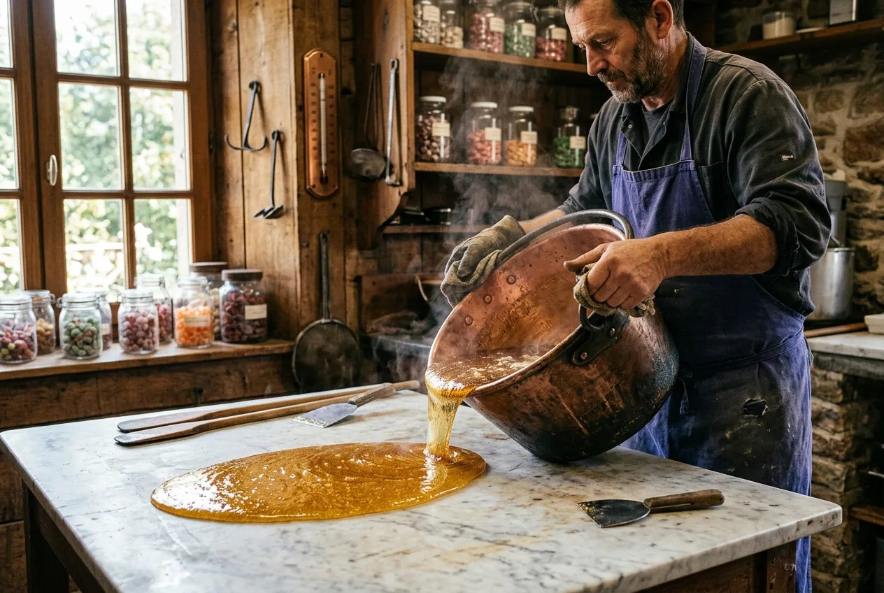 Bonbon des Vosges au bourgeon de sapin — illustration générée par IA