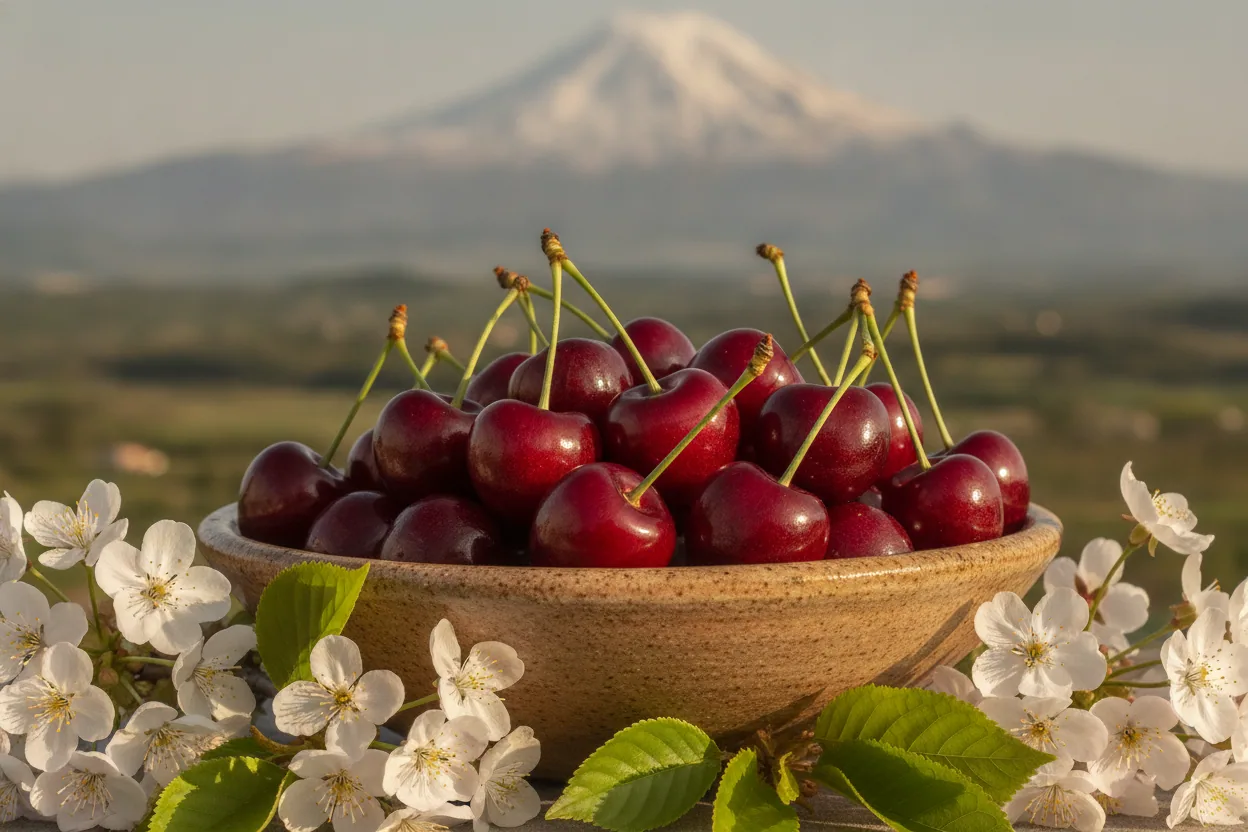 Cerises des coteaux du Ventoux — illustration générée par IA