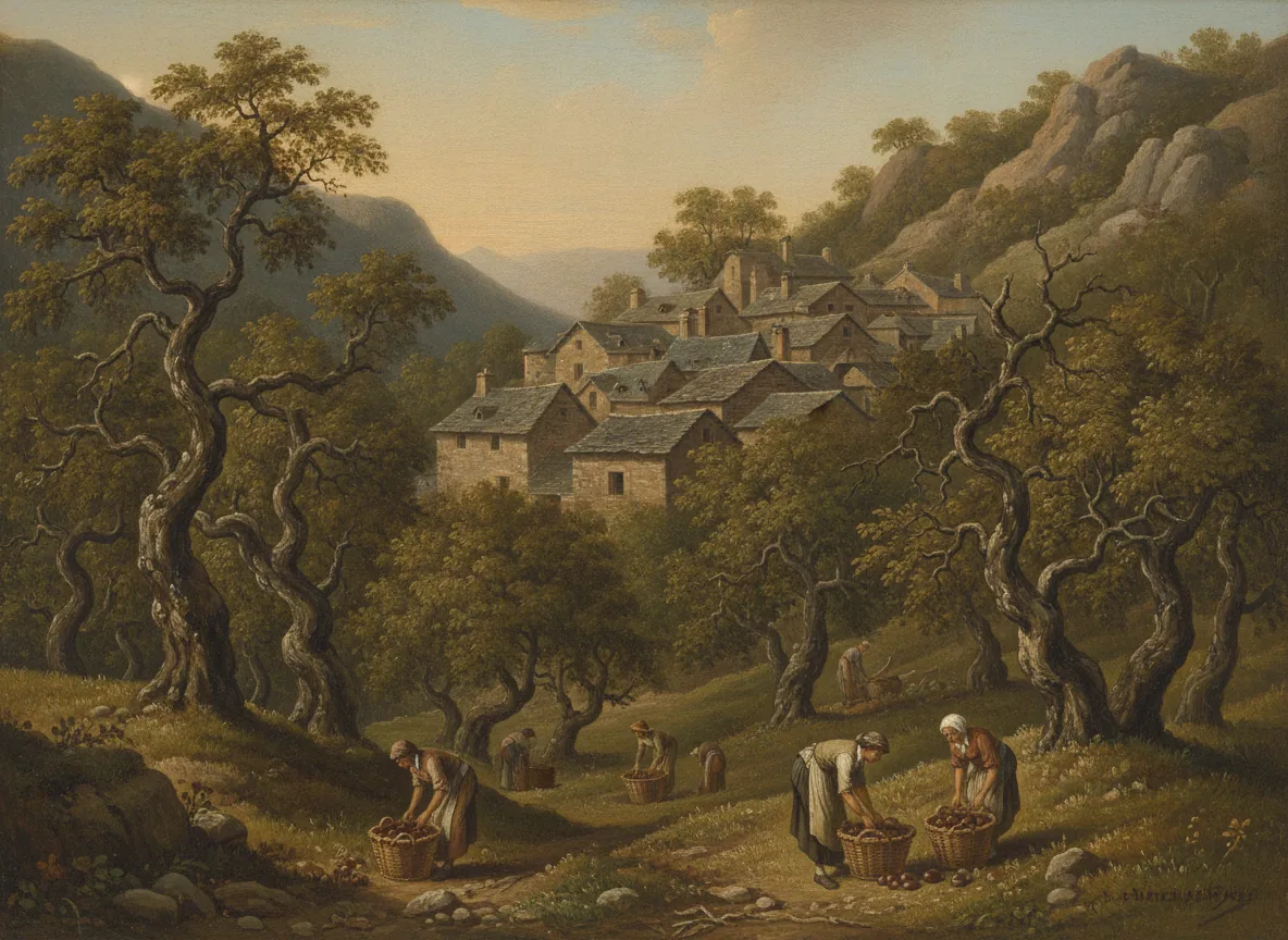 Châtaigne d'Ardèche — illustration générée par IA