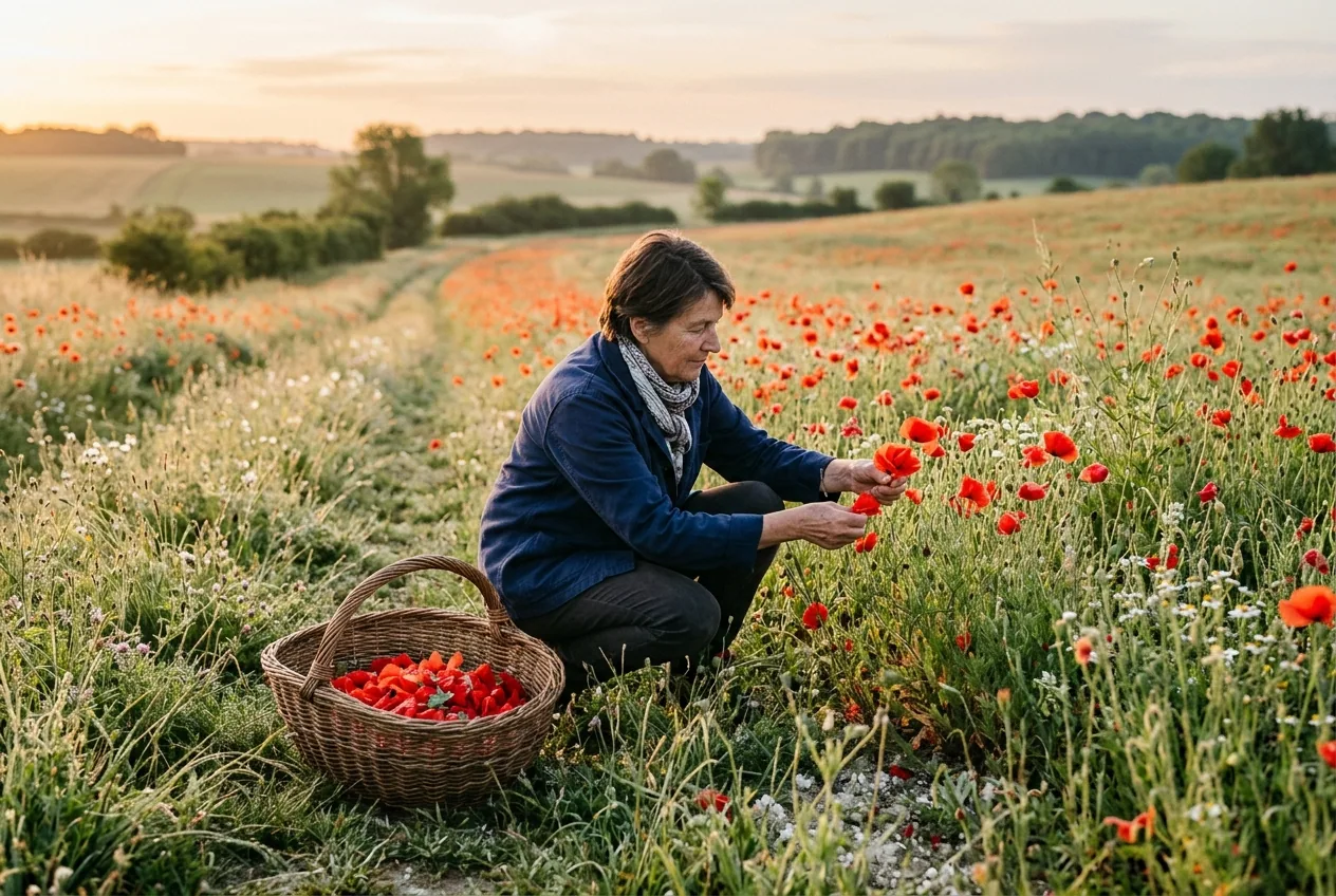 Coquelicot de Nemours — illustration générée par IA
