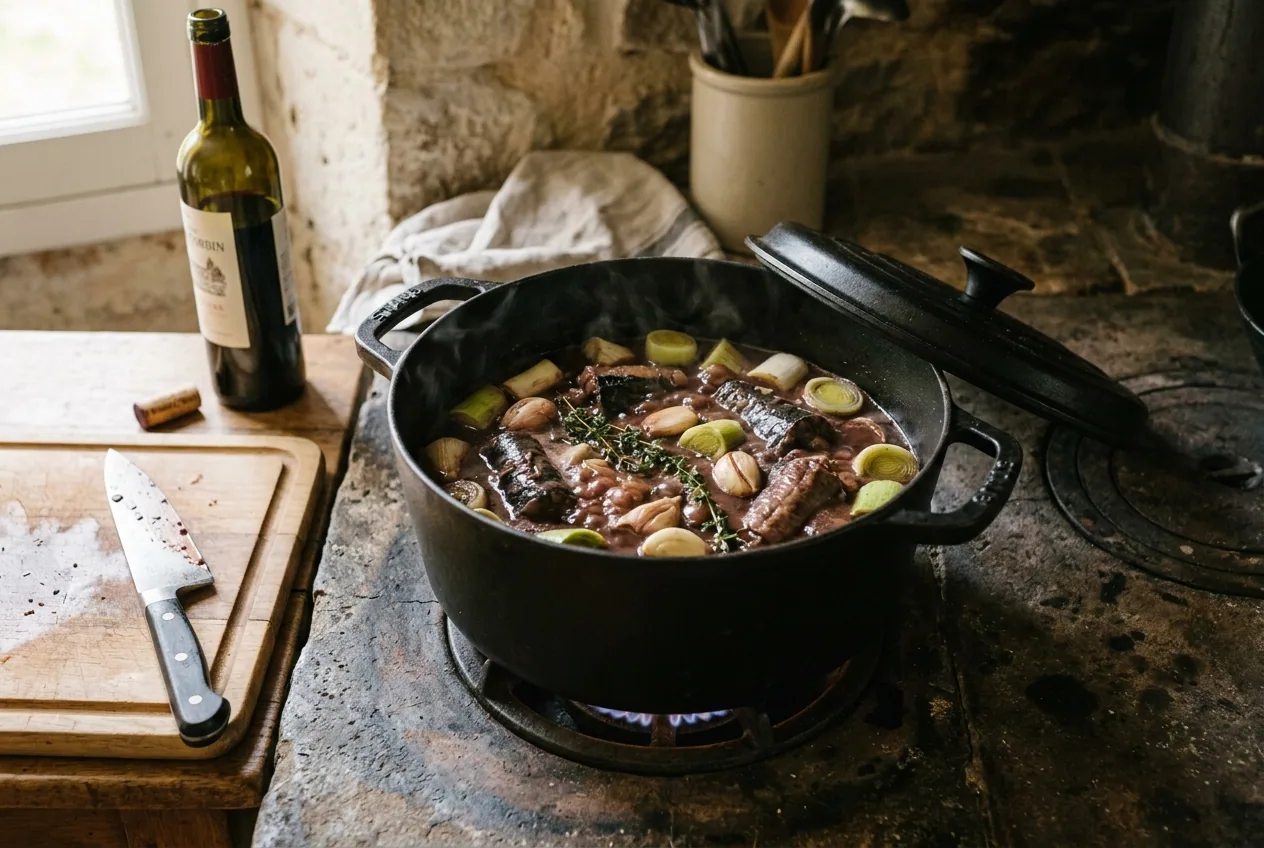Lamproie à la bordelaise — illustration générée par IA