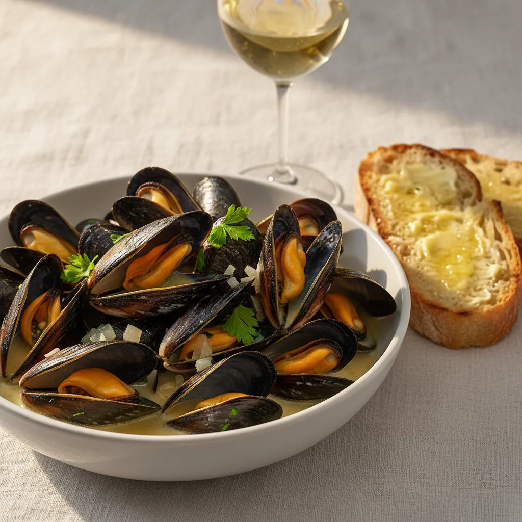 Moules de bouchot de la baie du Mont-Saint-Michel — illustration générée par IA