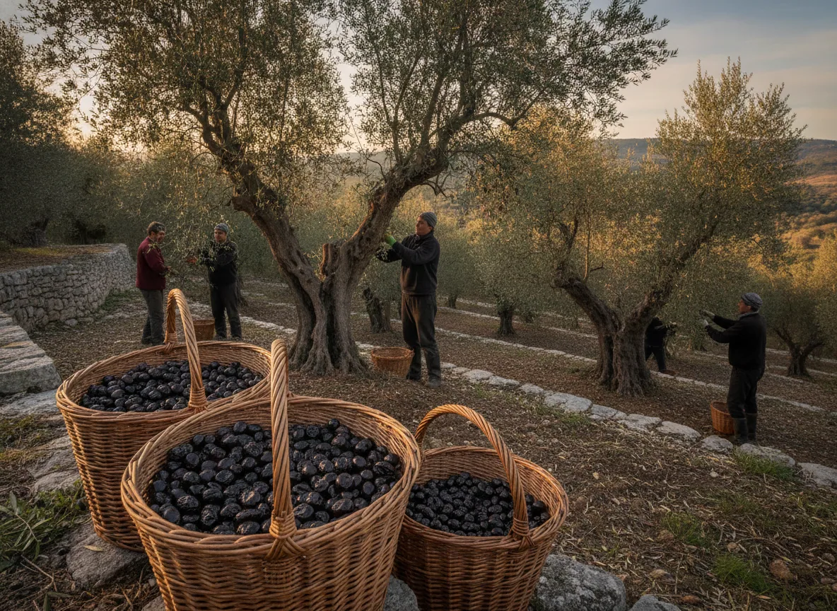 Olives noires de Nyons — illustration générée par IA