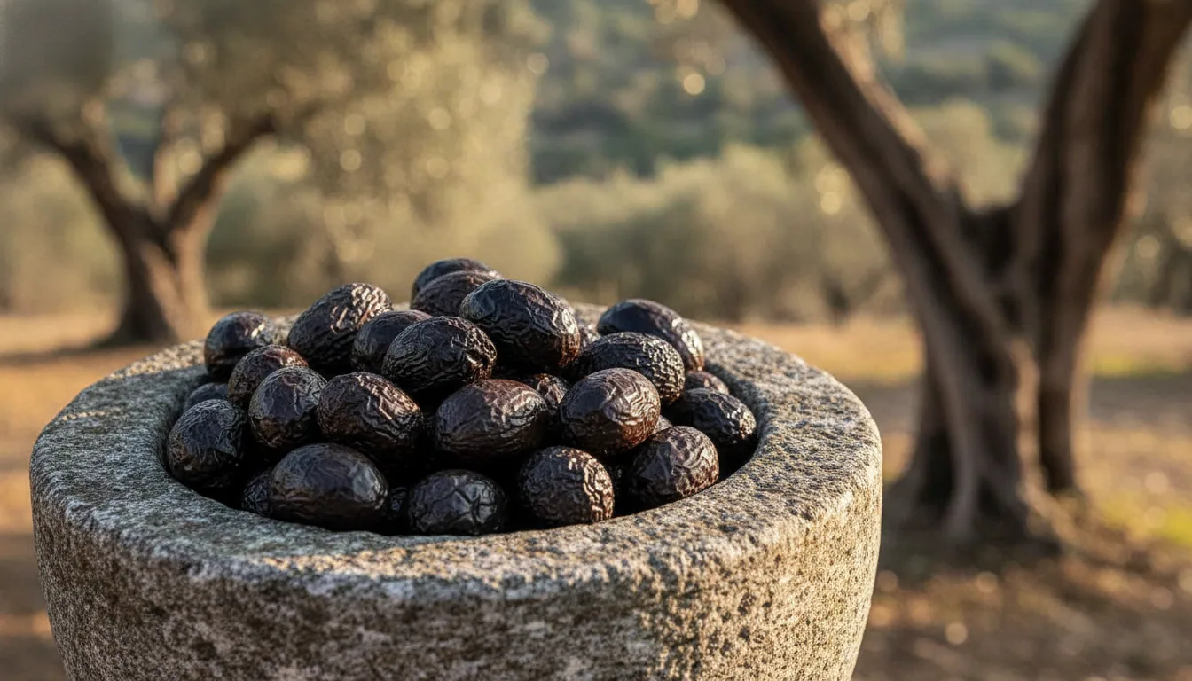 Olives noires de la Vallée des Baux-de-Provence — illustration générée par IA