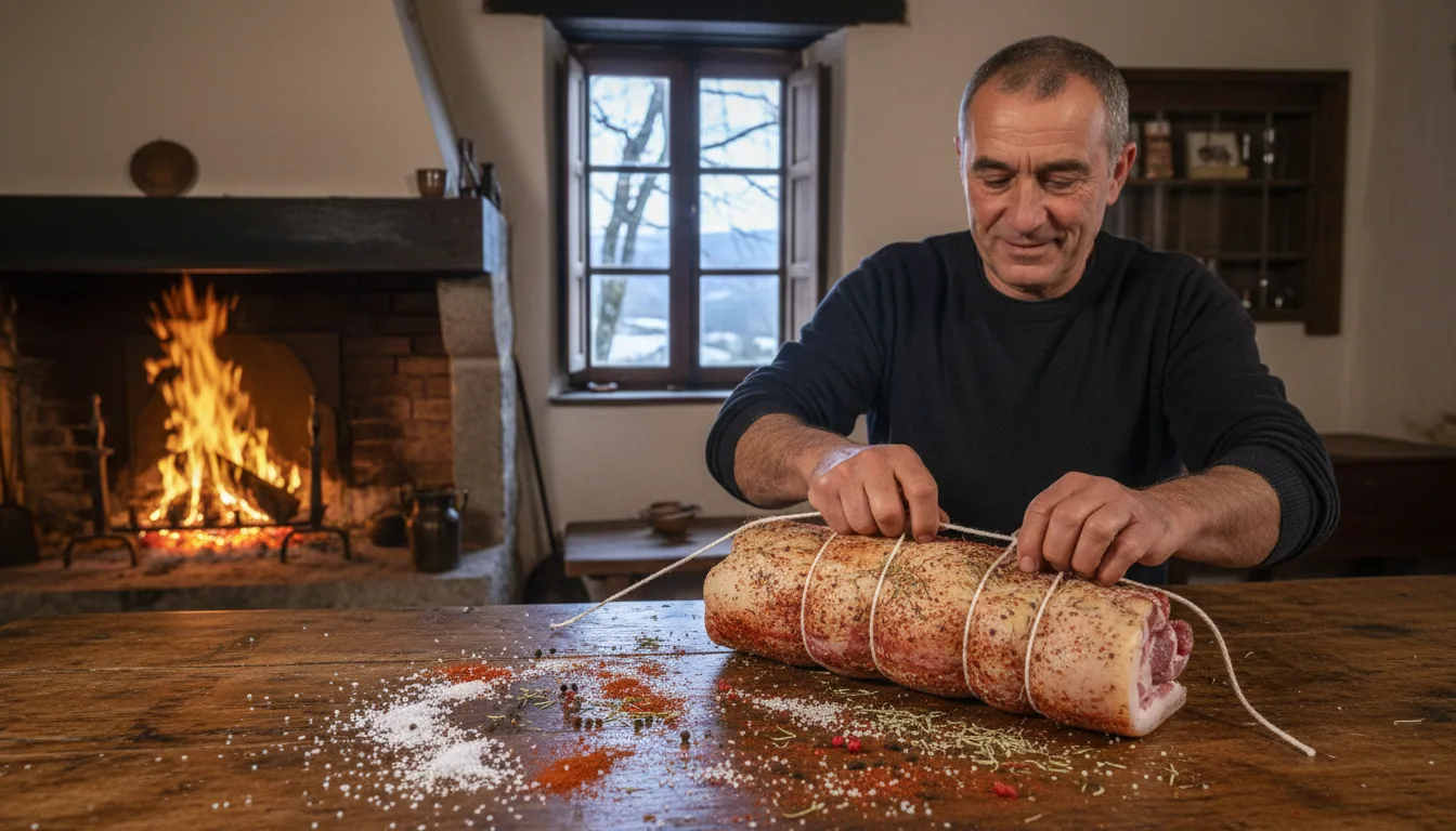 Pancetta de l'Île de Beauté — Panzetta — illustration générée par IA