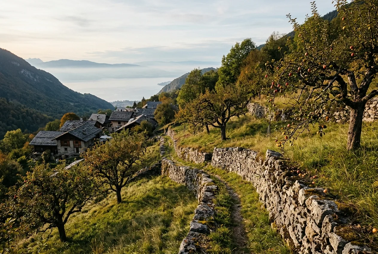 Pommes et Poires de Savoie — illustration générée par IA