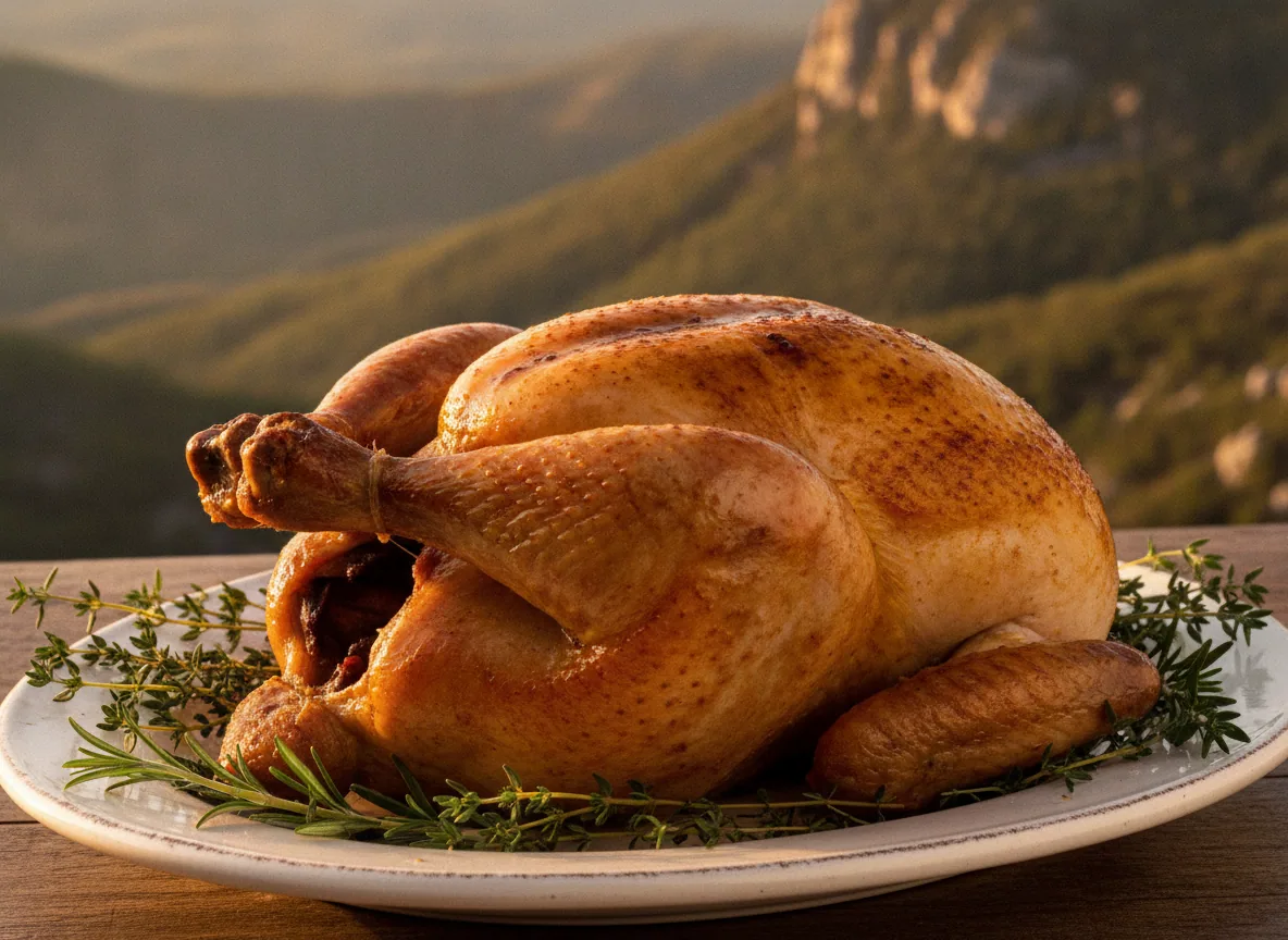 Poulet de l'Ardèche ou Chapon de l'Ardèche — illustration générée par IA