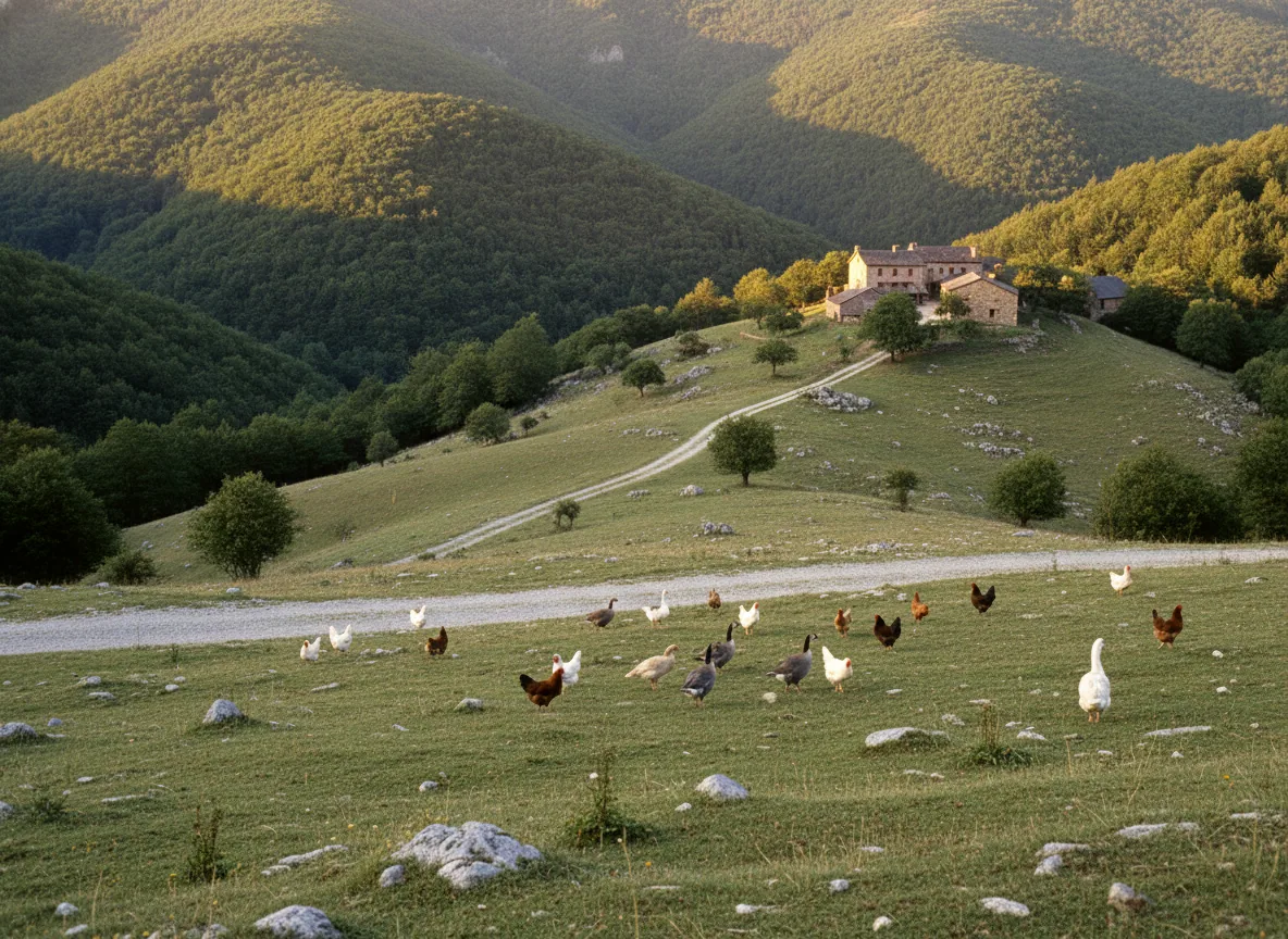 Poulet de l'Ardèche ou Chapon de l'Ardèche — illustration générée par IA