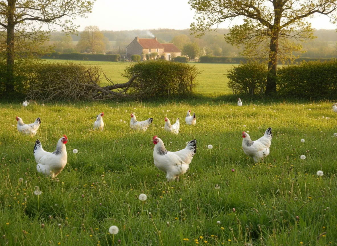 Poulet du Bourbonnais — illustration générée par IA