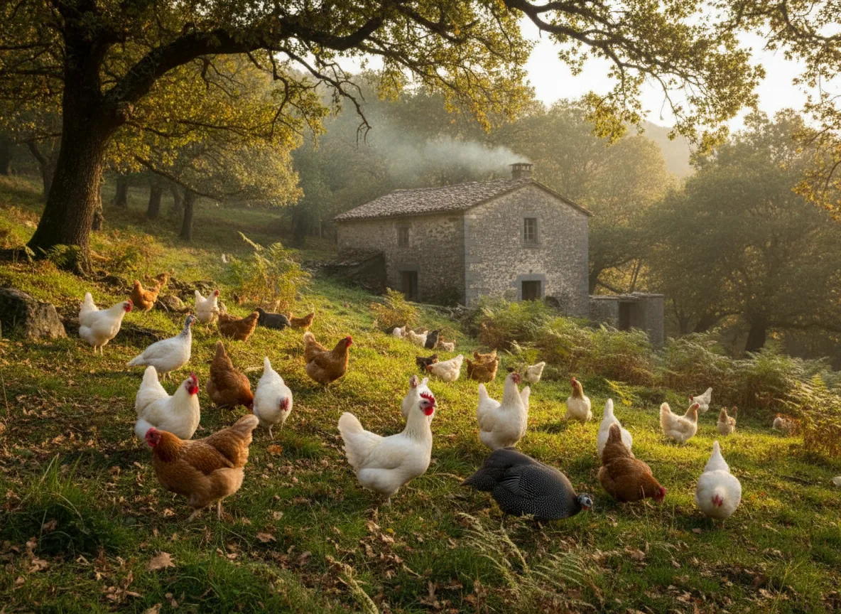 Poulet des Cévennes — illustration générée par IA