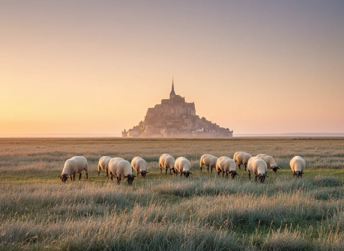 Prés-salés du Mont-Saint-Michel — illustration générée par IA