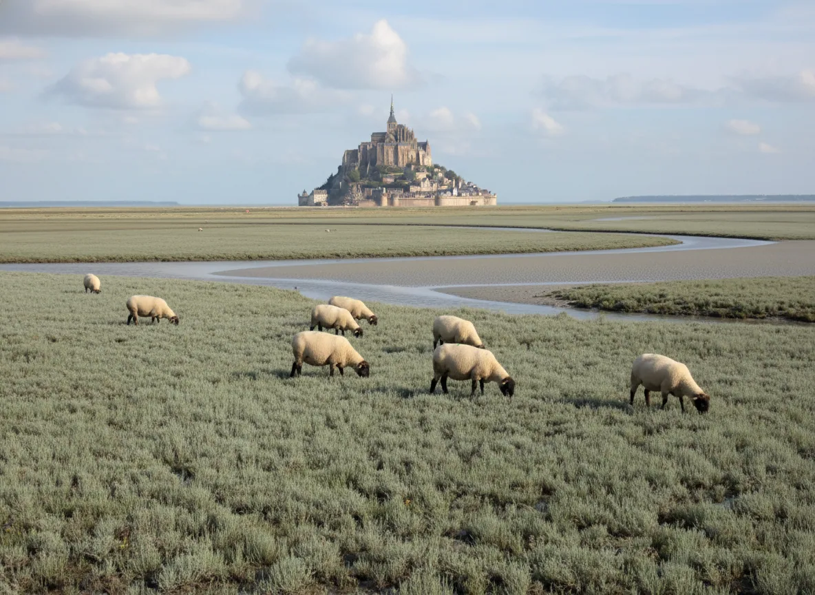 Prés-salés du Mont-Saint-Michel — illustration générée par IA