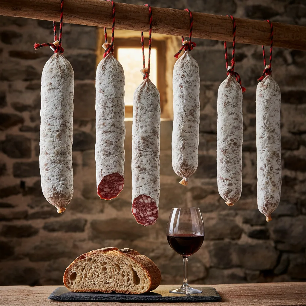 Saucisson sec de l'Île de Beauté — Salciccia — illustration générée par IA