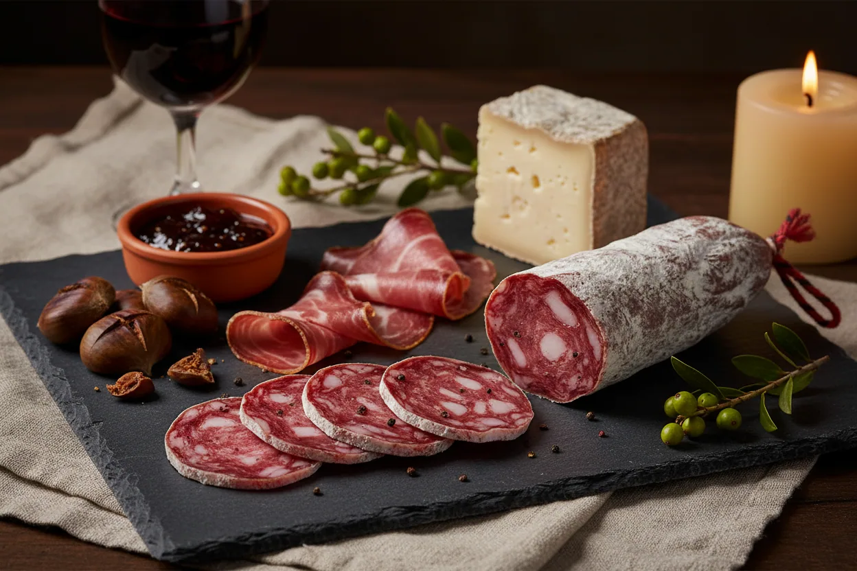 Saucisson sec de l'Île de Beauté — Salciccia — illustration générée par IA