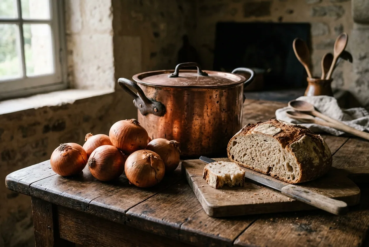 Soupe à l'oignon — illustration générée par IA