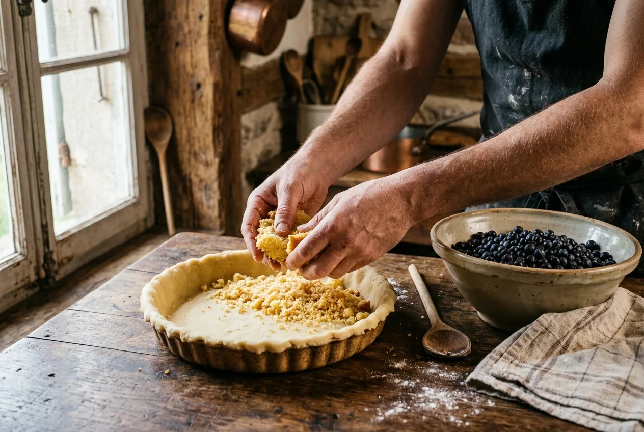 Tarte aux brimbelles — illustration générée par IA
