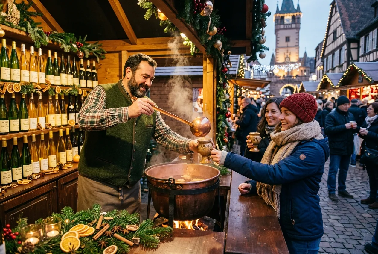 Vin chaud d'Alsace — illustration générée par IA