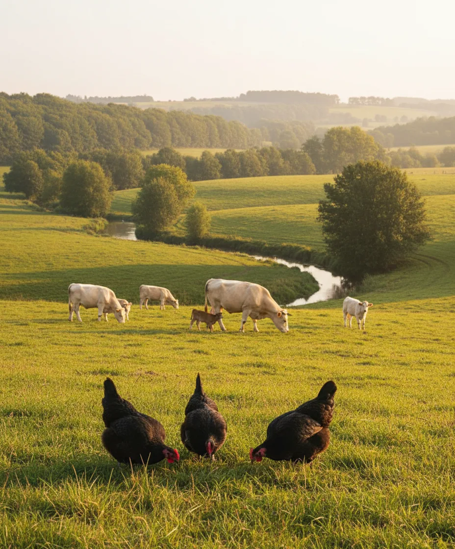 Volailles du Charolais — illustration générée par IA