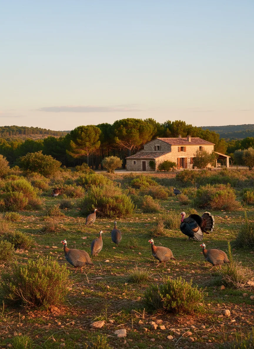 Volailles du Languedoc — illustration générée par IA